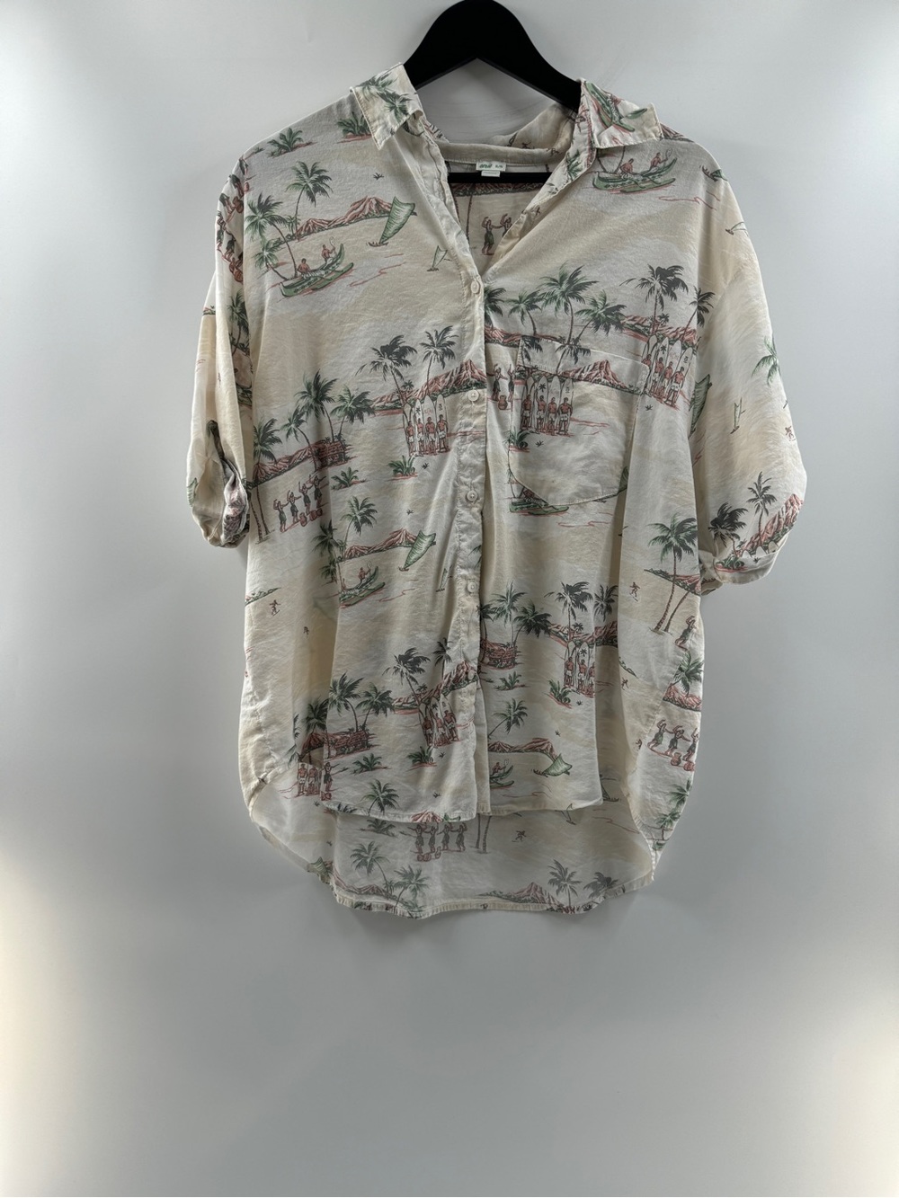 Aerie Hawaiian Vacation Tropical Button Down Shirt Women’s XL